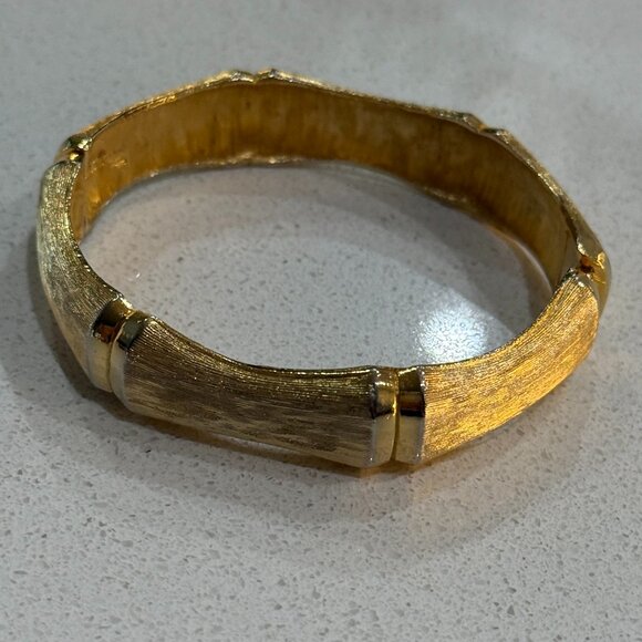 Gold Tone Metallic Clamp Bracelet - Picture 6 of 8